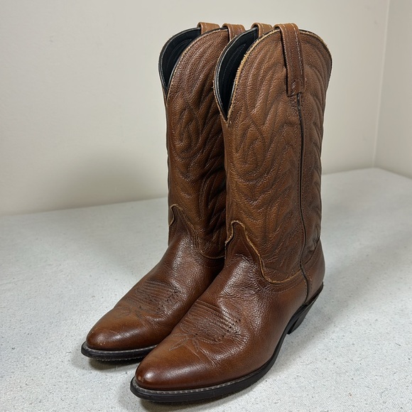 Brown Genuine Leather Almond Toe Brown Western Boots, Women’s Size 7.5 - Picture 3 of 13